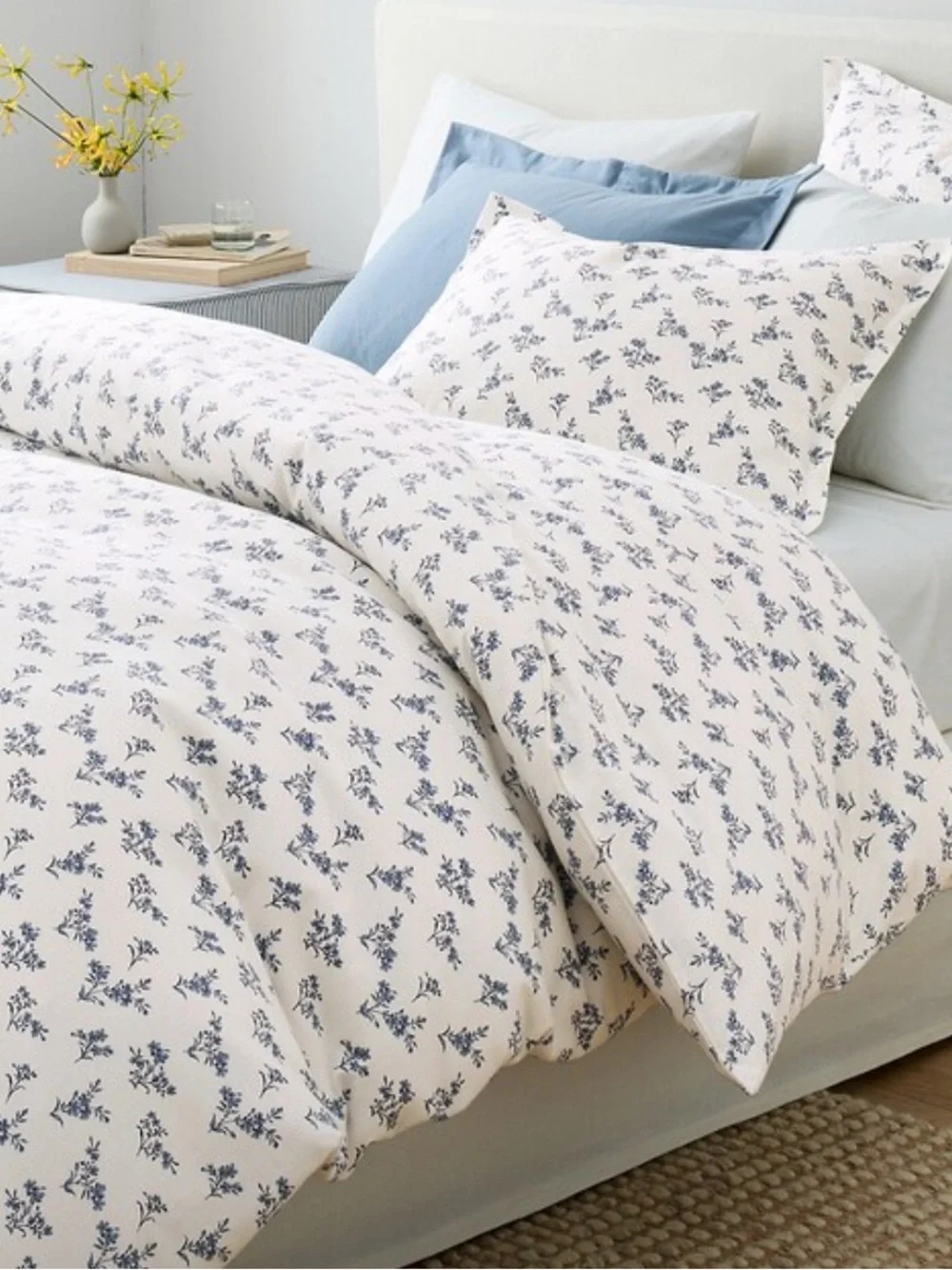 Garnet Hill cozy vintage floral flannel duvet cover